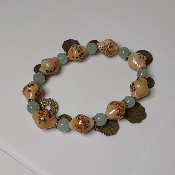 8 Inch Faux Coin Stretch Bracelet - Picture 3 of 10